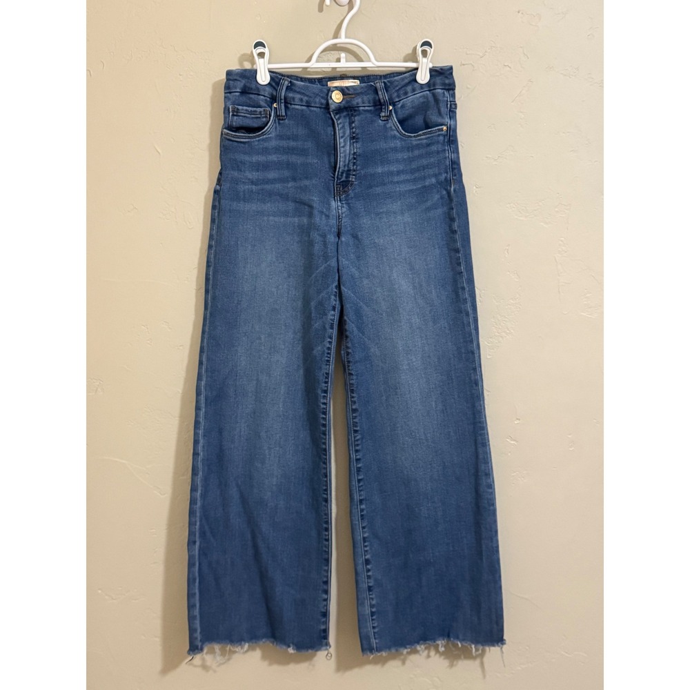 Kut from the Kloth 4 Meg wide leg high waist raw fray hem medium wash